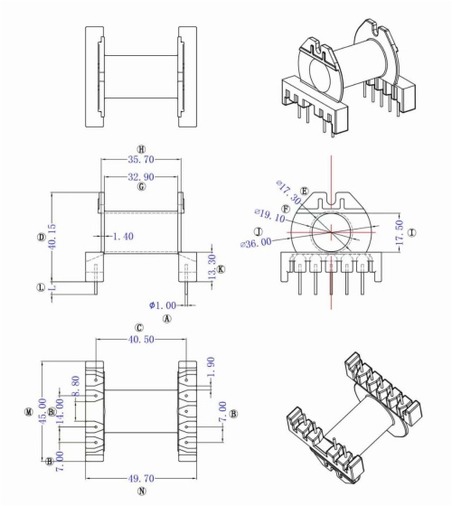 High-frequency transformer EC4950