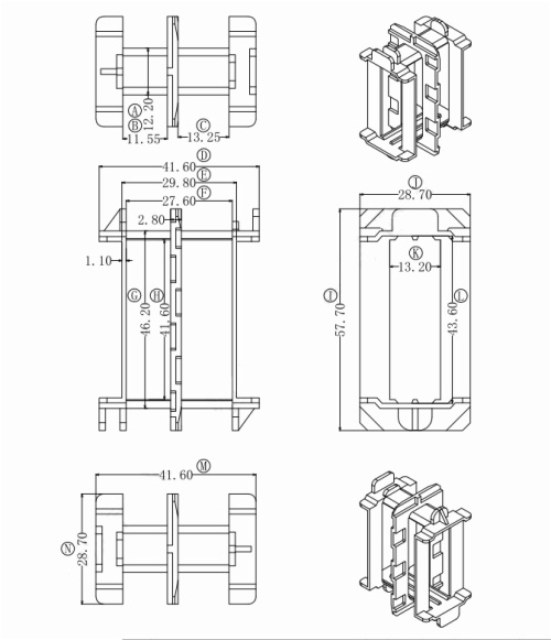 High-frequency transformer EE42