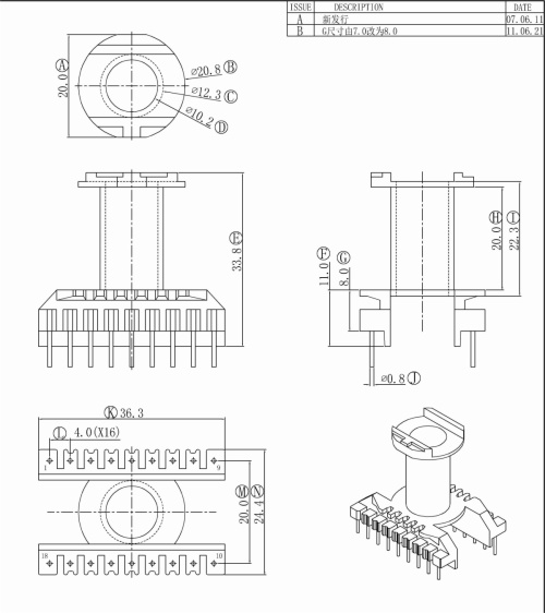 High Frequency Transformer ER2834